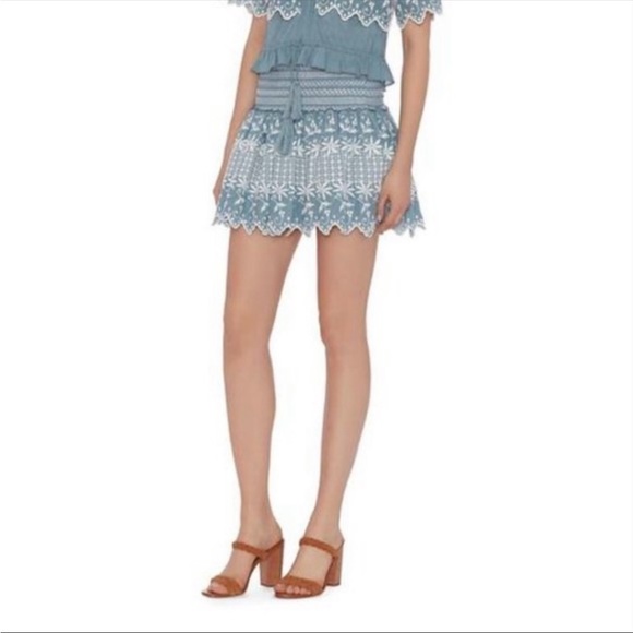 LoveShackFancy Georgia Skirt in Light Indigo size 0 - Picture 4 of 6